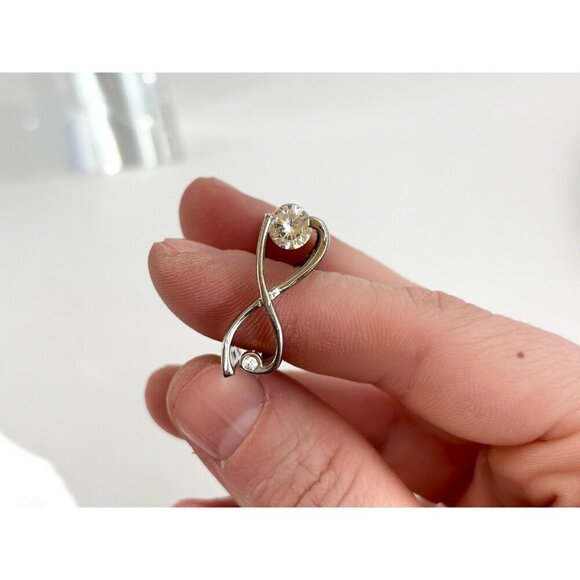 Silver Toned Infinity Double Barrel CZ Gemstone Vintage Ring - sz 9.75 - Picture 6 of 10